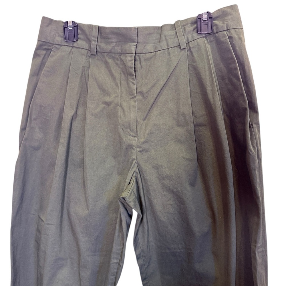 COS Women’s 100% Cotton Olive Green Pleated Chinos Sz 10 - Picture 2 of 10